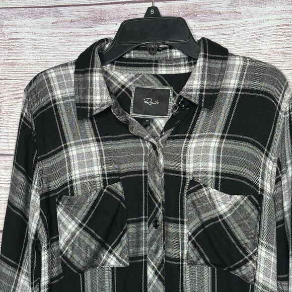Rails Black & White Plaid Flannel Fall Autumn Button Down Shirt Dress Size XS - Picture 9 of 14